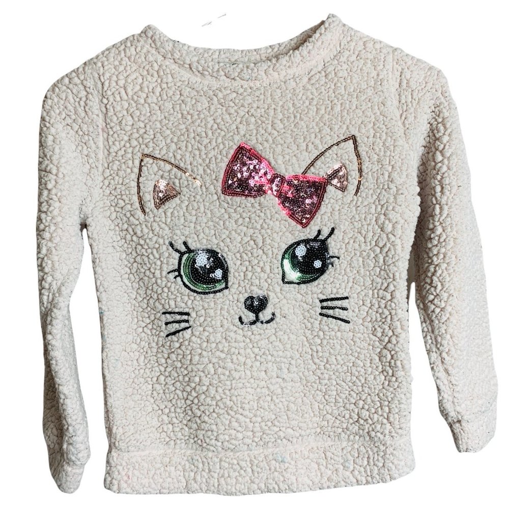 Chance or Fate Fleece Girls Sequin Cat Top Size M